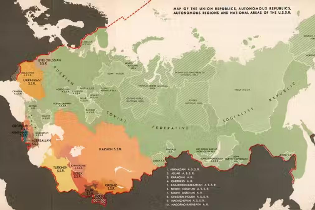 Mapa da União Soviética e suas repúblicas (1939) Alexander S. Grigorovich