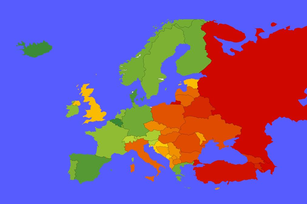 mapa europeu dos direitos LGBT
