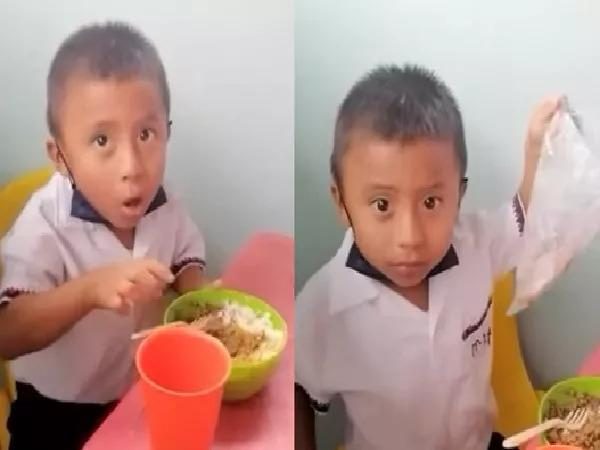 Criança retira o frango do almoço da escola para dar à mãe [vídeo]