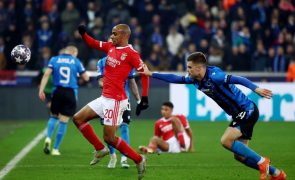 Benfica ganha vantagem rumo aos 'quartos' da 'Champions' com triunfo na Bélgica