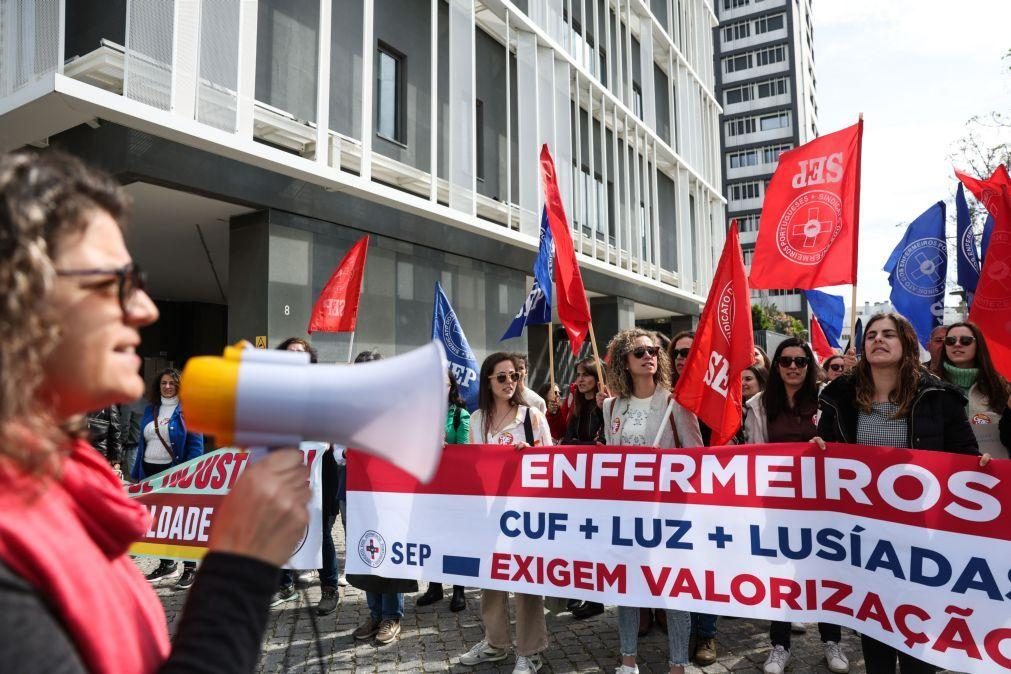 Cerca de 100 enfermeiros do setor privado exigiram dignidade laboral em Lisboa