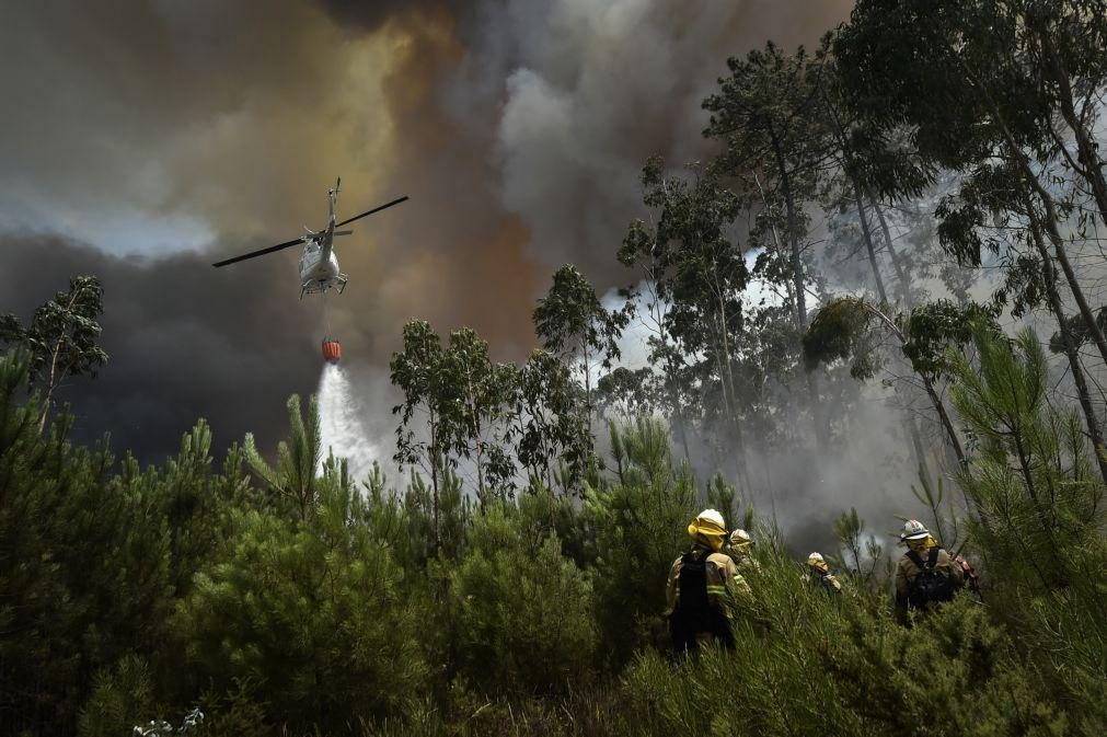 Quase 200 operacionais combatem chamas em incêndio em Leiria