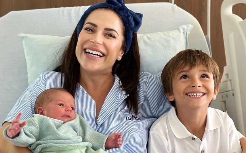 Dânia Neto Rendida à ternura do filho mais velho com o bebé: