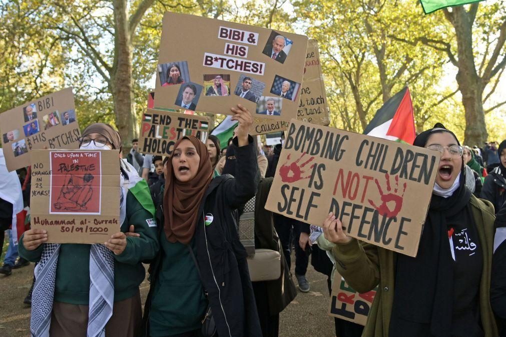 Pelo menos 92 pessoas detidas em Londres em contra-protestos a manifestação pró-palestiniana