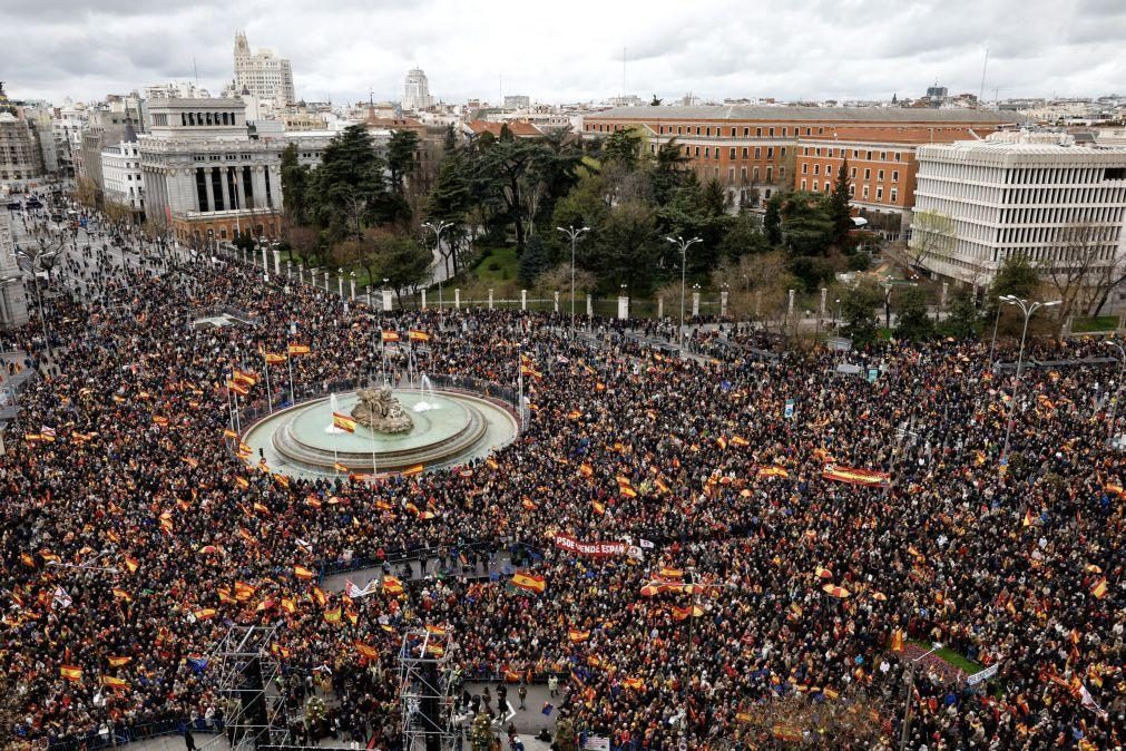 Manifestação em Madrid contra lei de amnistia para separatistas catalães