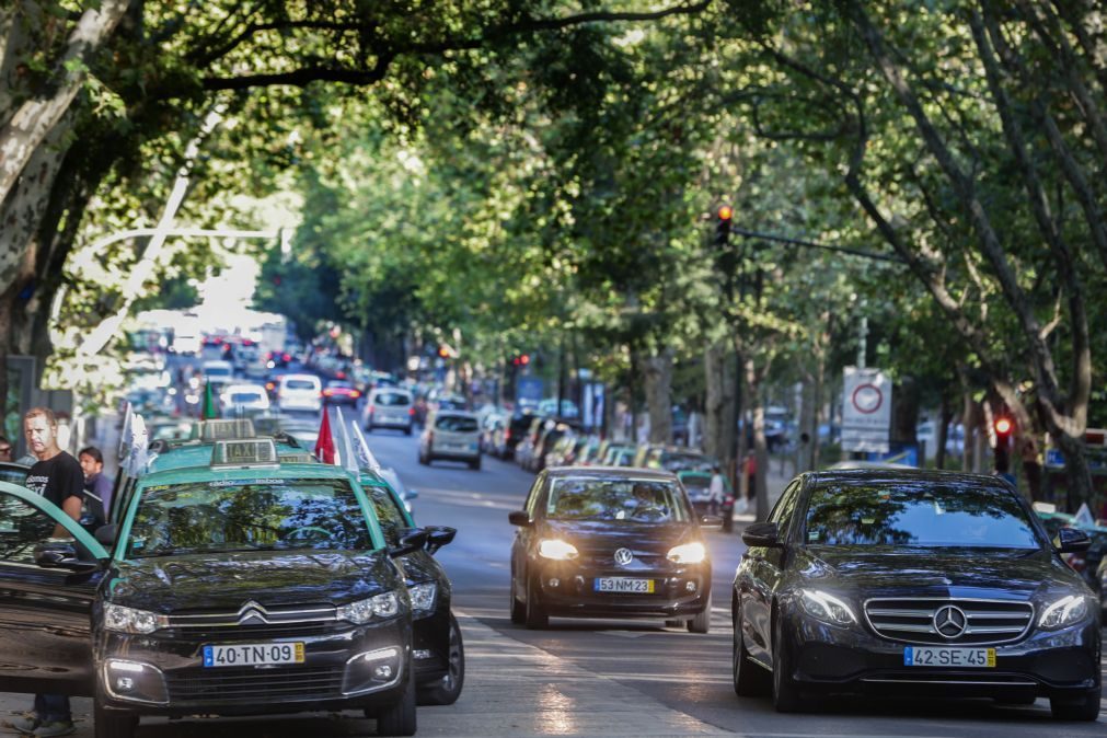 Taxistas permanecem na Avenida da Liberdade pelo terceiro dia consecutivo