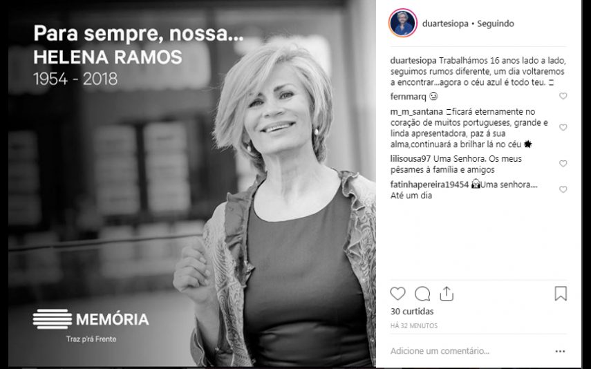As reações à morte de Helena Ramos Famosos deixam mensagem de pesar à apresentadora da RTP