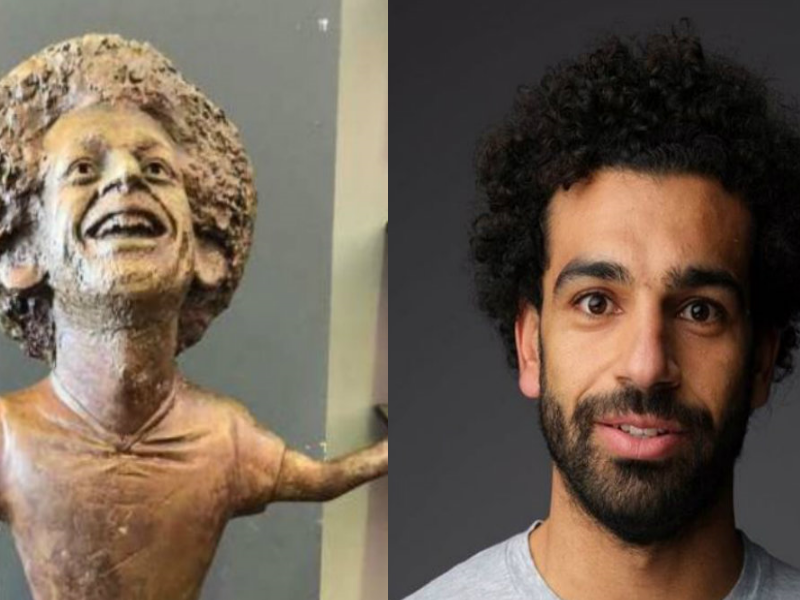 Ainda falavam do busto de Cristiano Ronaldo... Veja este do jogador Mo Salah