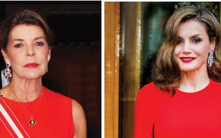 Carolina copia vestido de Letizia Princesa do Mónaco escolhe mesmo modelo que rainha de Espanha