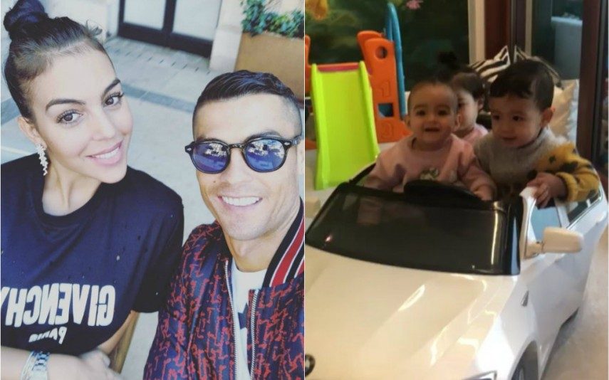 Bebés a alta velocidade Filhos mais novos de Ronaldo divertem-se ao volante de um carro