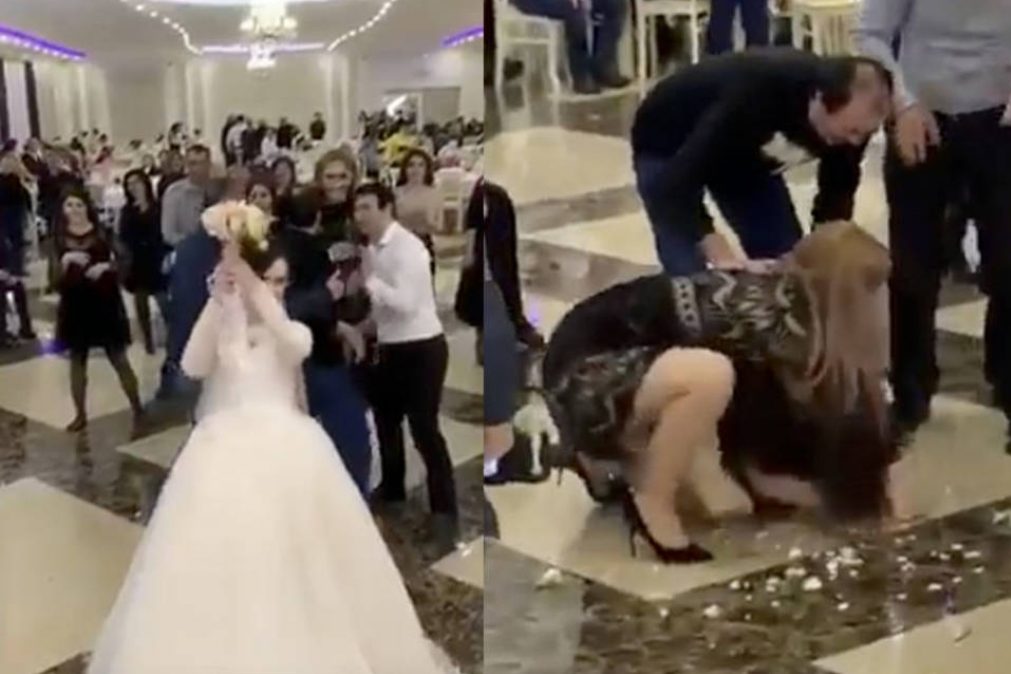 Pancadaria entre solteironas por causa de buquê da noiva [vídeo]