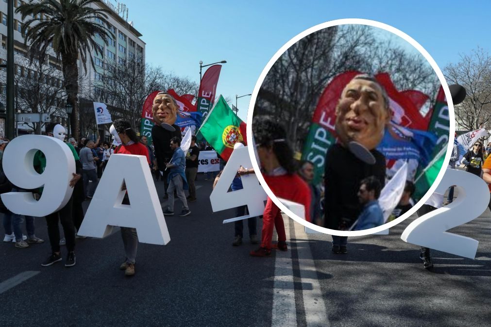 Manifestação de professores liderada por cabeçudo António Costa