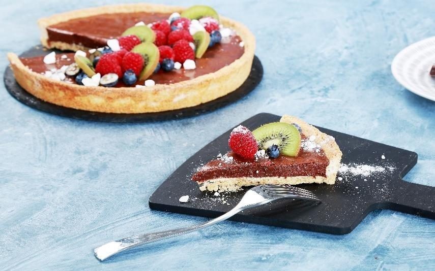 Receita para o Revéillon Tarte de chocolate com fruta