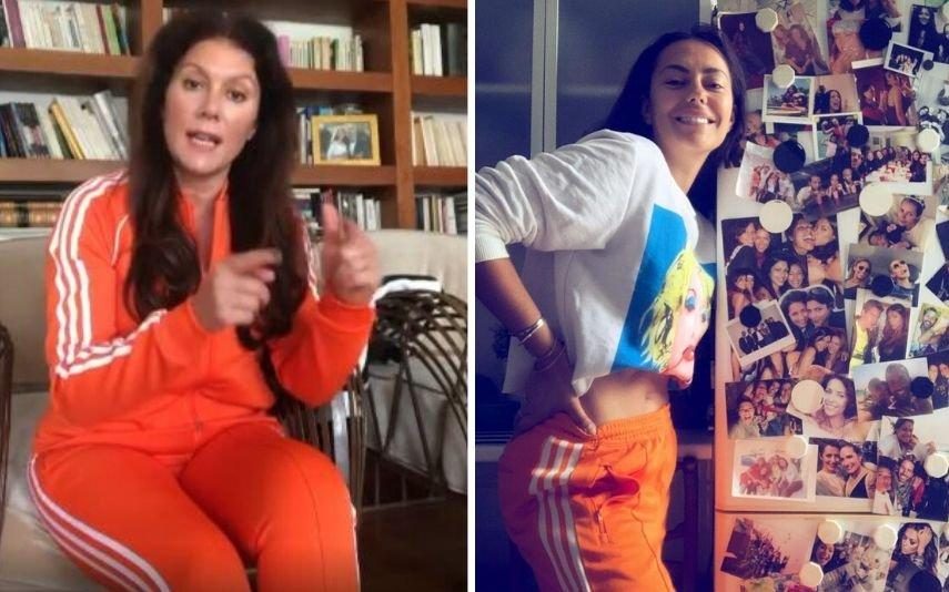 Sofia Ribeiro Atriz e vereadora escolhem calças de fato de treino iguais