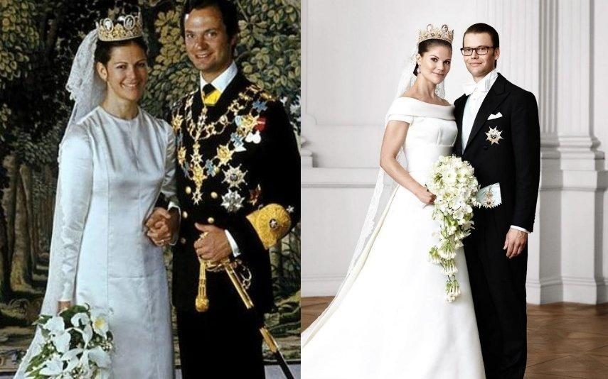 Sílvia e Victoria da Suécia As curiosidades dos casamentos reais, no mesmo dia