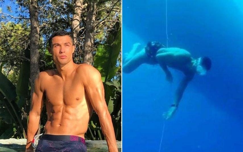 Cristiano Ronaldo mergulha a 14 metros de profundidade sem botija