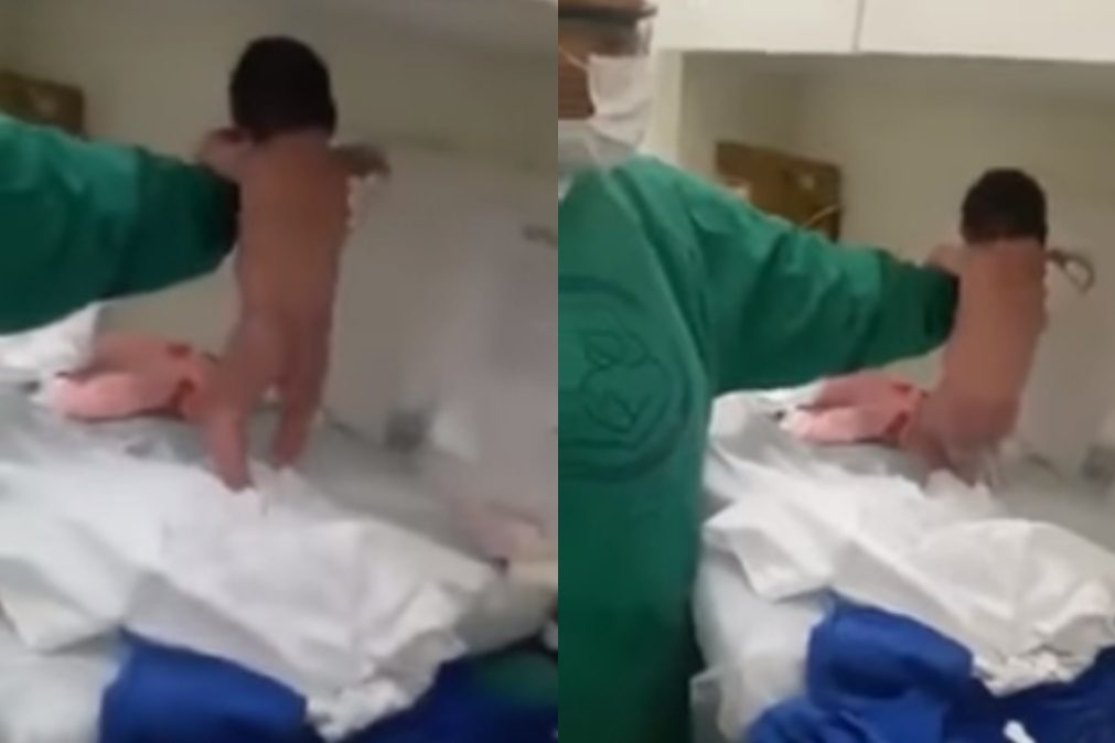 Bebé começa a andar logo após o parto [vídeo]
