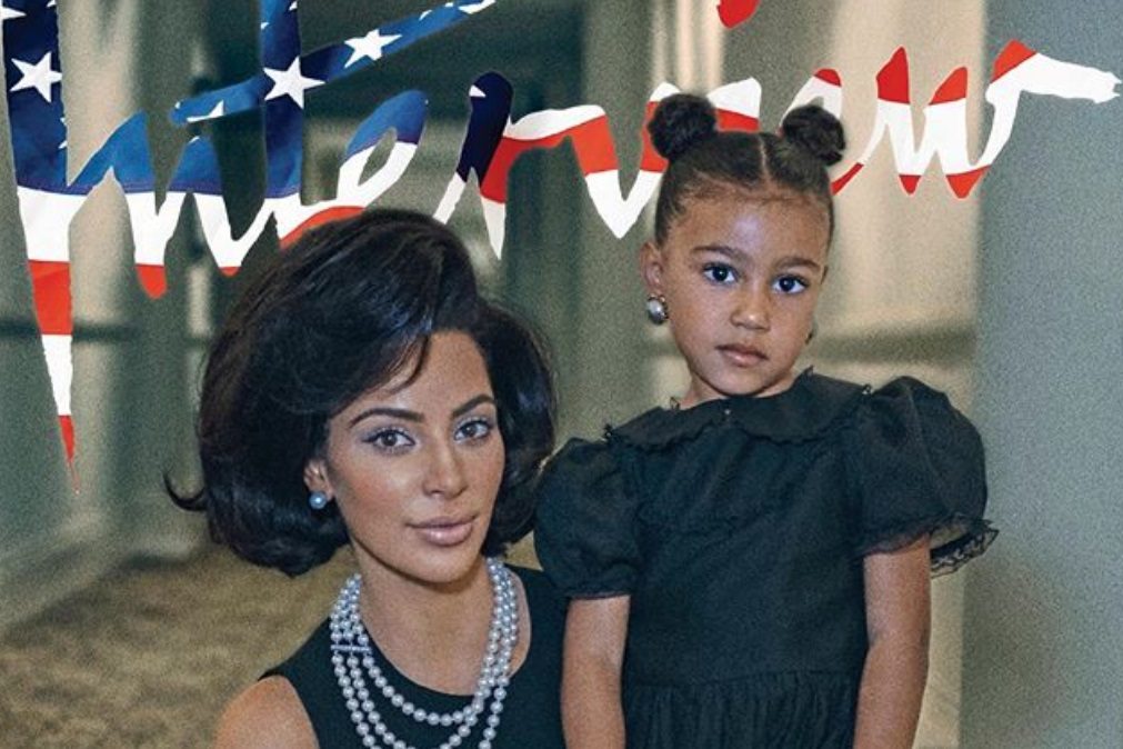 Kim Kardashian no papel de Jacqueline Kennedy, faz capa da Interview ao lado da filha