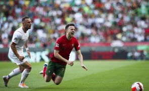 Diogo Jota lesionou-se numa coxa na derrota portuguesa com a Suíça