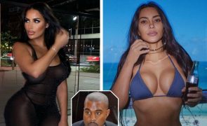 Sósia de Kim Kardashian posa com monoquíni fio dental e fãs têm teoria