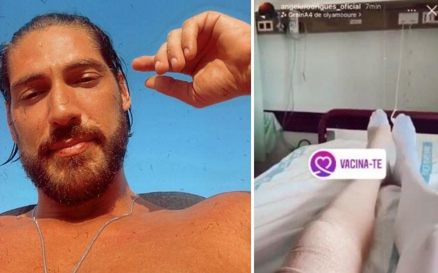 Ângelo Rodrigues mostra-se com perna ligada na cama do hospital e vídeo desaparece